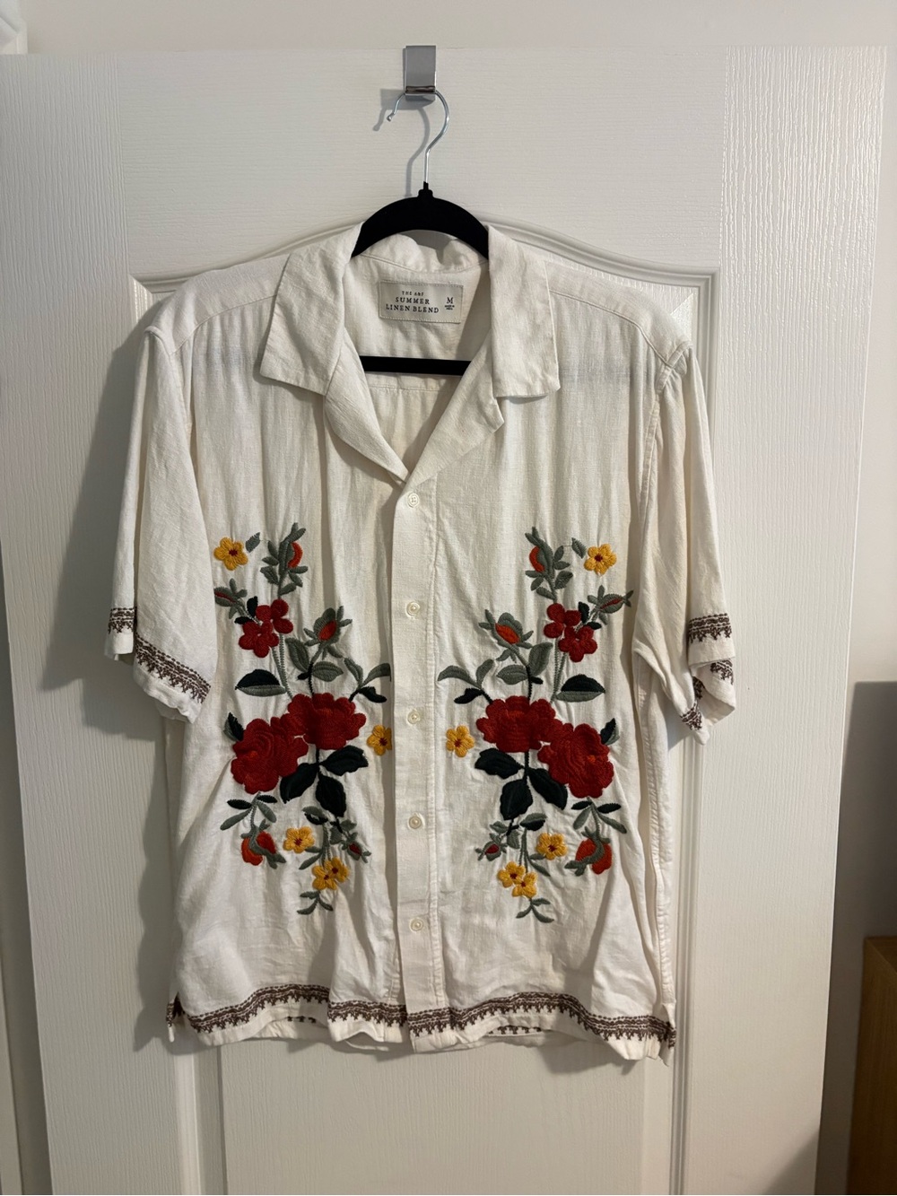 Abercrombie & Fitch Cream Linen-Blend Button Shirt